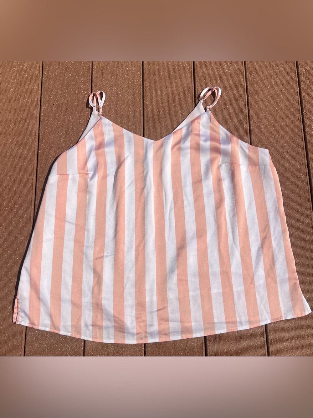 Apt. 9 Pink and White Striped Spaghetti Strap Tank Top